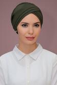 Hürrem Bone Haki Pratik Hazır Geçmeli Tesettür Bone Petekli Mevsimlik Üç Çapraz Sade 1863_09