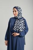 Giverny Lacivert Desenli Şal Kesik Elyaf Pamuksu Leopar Dijital Baskılı 202125_02