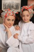 Giverny Kiremit Dijital Baskılı Anne Kız Kombin Tesettür Eşarp Pamuk Polyester Yıldız Desenli 6004_05