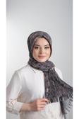 Hürrem Bone Antrasit-Gold Pratik Hazır Geçmeli Tesettür Eşarp Kesik Elyaf Piliseli Çiçek Desenli 1818D6_2502