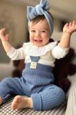 Minytrendy Unisex Bebek 4 Mevsim Ayarlanabilir Çapraz Askılı Esnek Triko Tayt 3-24 Ay-İndigo