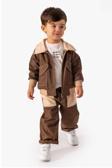 Minytrendy Erkek Bebek Çocuk Keten Cool Boy Badili Ceketli Spor Alt Üst Takım Bayramlık Takım 1-3 Yaş-Kahve
