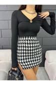 Fav Style Kadın V Yaka Halka Detaylı Uzun Kollu Bluz Siyah S