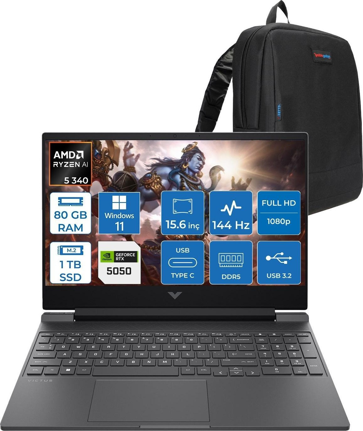 Hp Victus 15-WFB3036NT Amd Ryzen 5 Aı 340 80GB Ddr5 1tb SSD Windows 11 ...