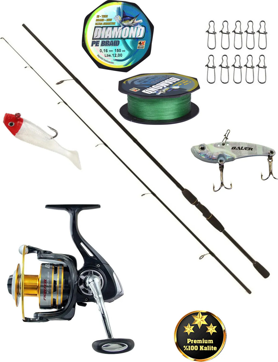 Halbart Halbart Spin Takımı Barca 240cm 8-30gr Atarlı Olta Kamışı Fighter 3000 ...