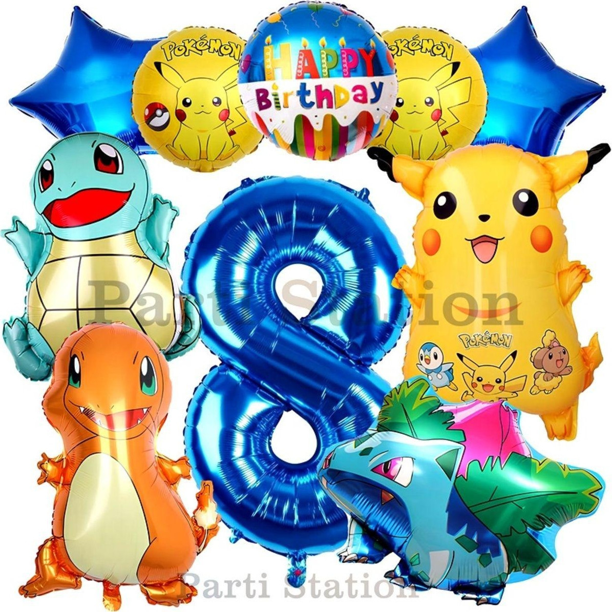 Parti Station Pokemon Konsept 8 Yaş Doğum Günü Balon Set Pokemon ...