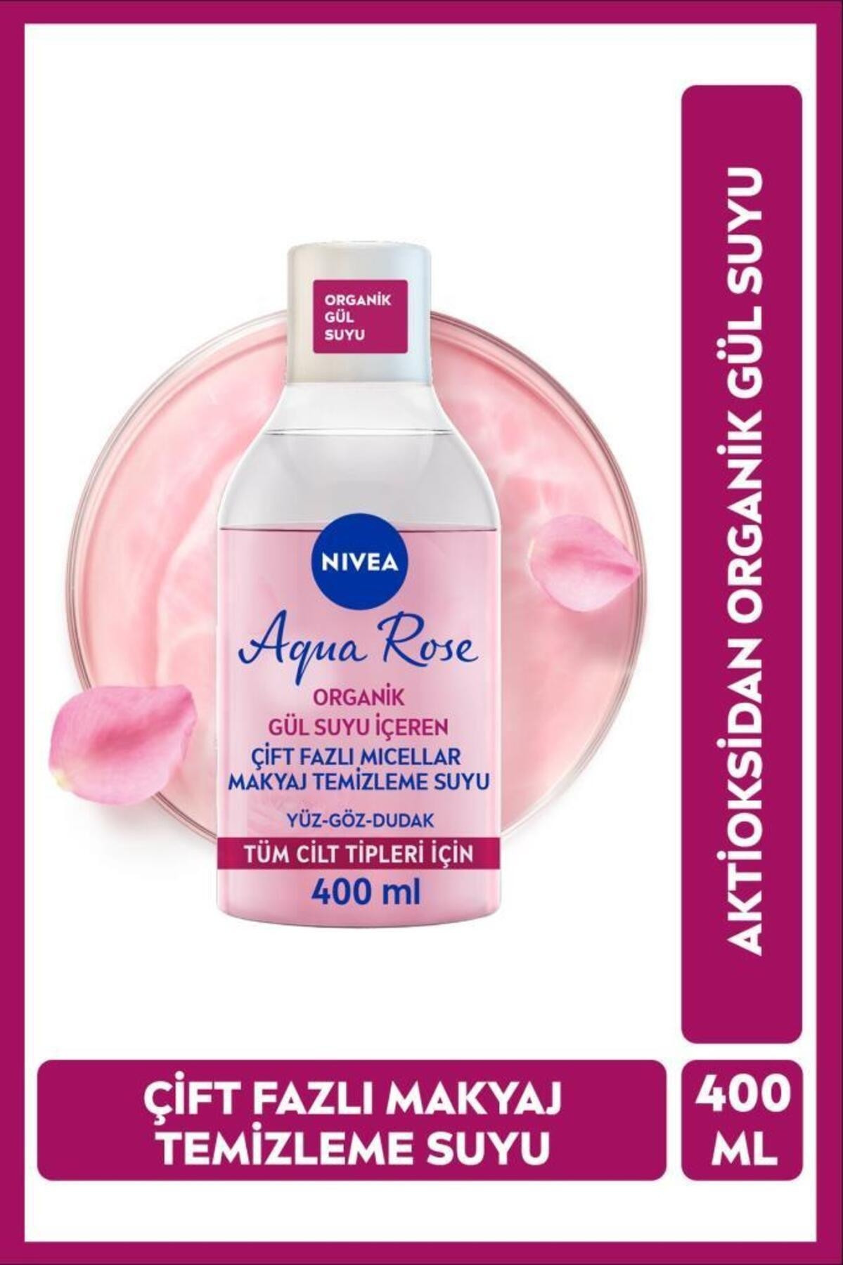 Nivea Micellar Aqua Rose Gül Suyu Çift Fazlı 400 ml Makyaj Temizleme Suyu
