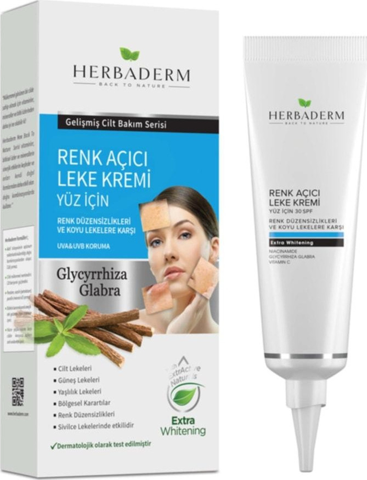 Herbaderm Beyazlatıcı Renk Açıcı SPF 30 Yüz İçin Leke Kremi 55 ml