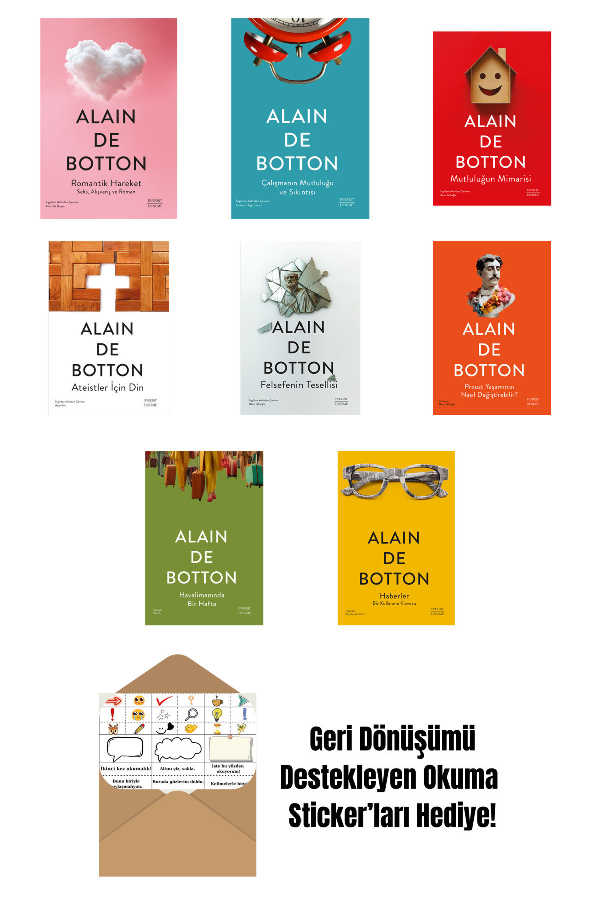 Everest Yayınları Alain De Botton 8 Kitap Set + Okuma Sticker'Ları ...