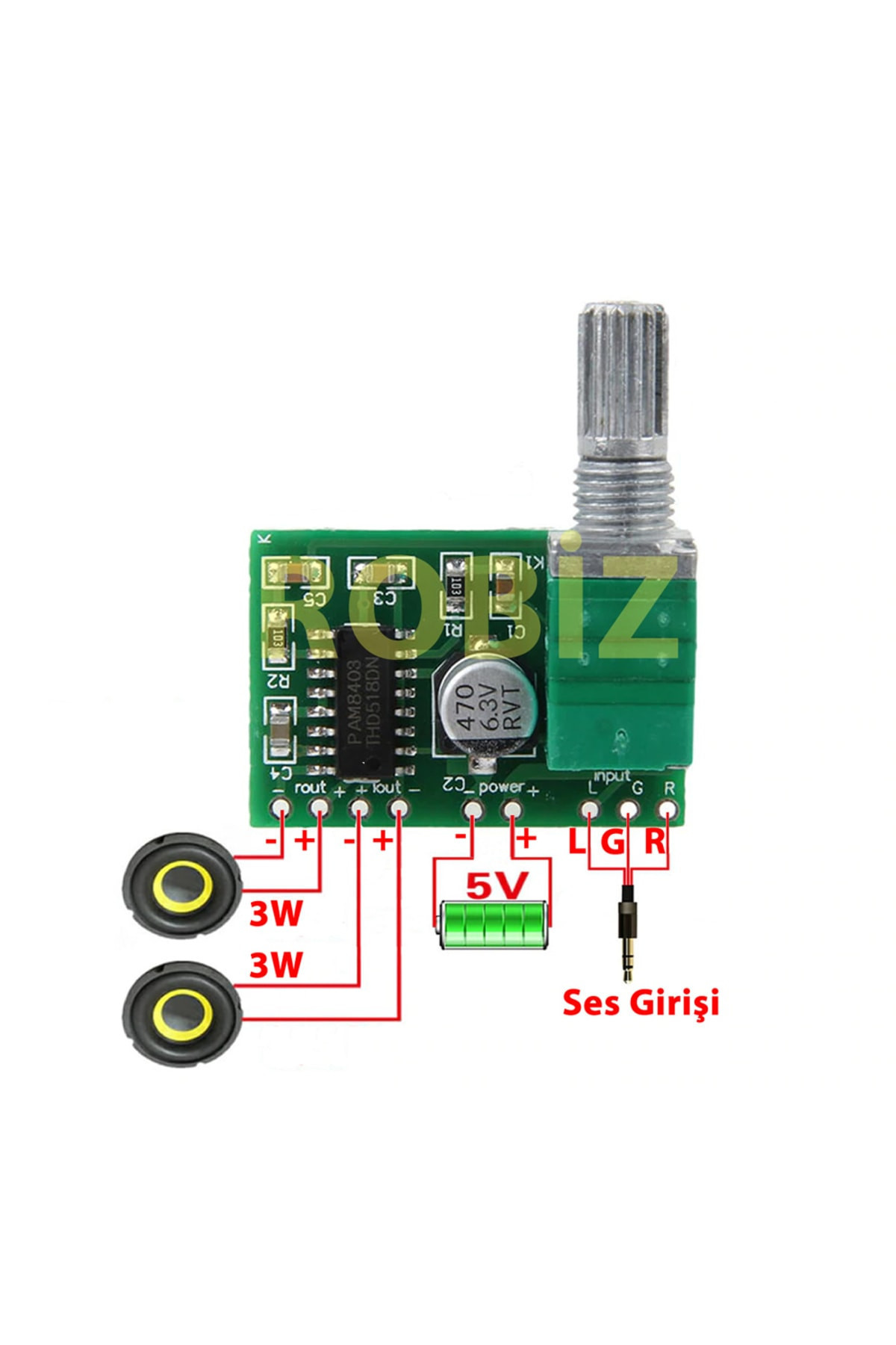 Potlu Devremarkt Ses Kontrol Potlu Pam8403 5V Mini Ses Yükseltici Class D ...