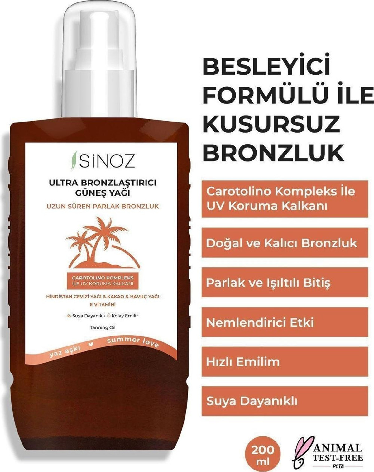 Sinoz Kusursuz Ultra 200 ml Bronzlaştırıcı Yağ