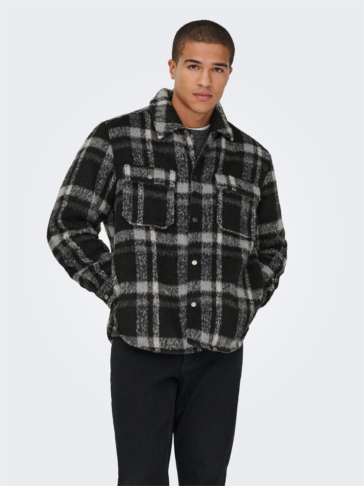 Check Padded Jacket Only & Sons ONSGIO LF CHECK PADDED JACKET OTW Erkek Black Mont - 22030156
