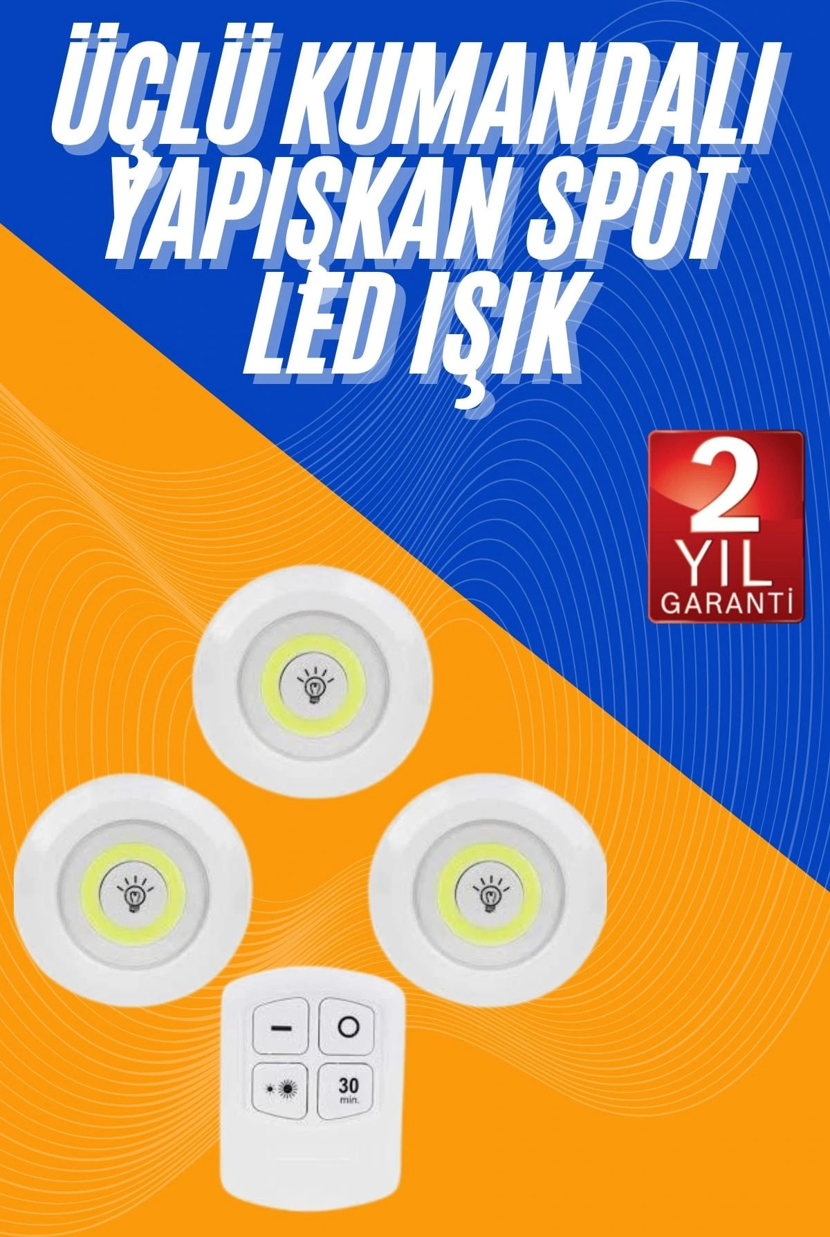 Dolap Işığı Mutfak Rafı Işığı Uzaktan Kumandalı 3 Lü Spot Led Lamba ...
