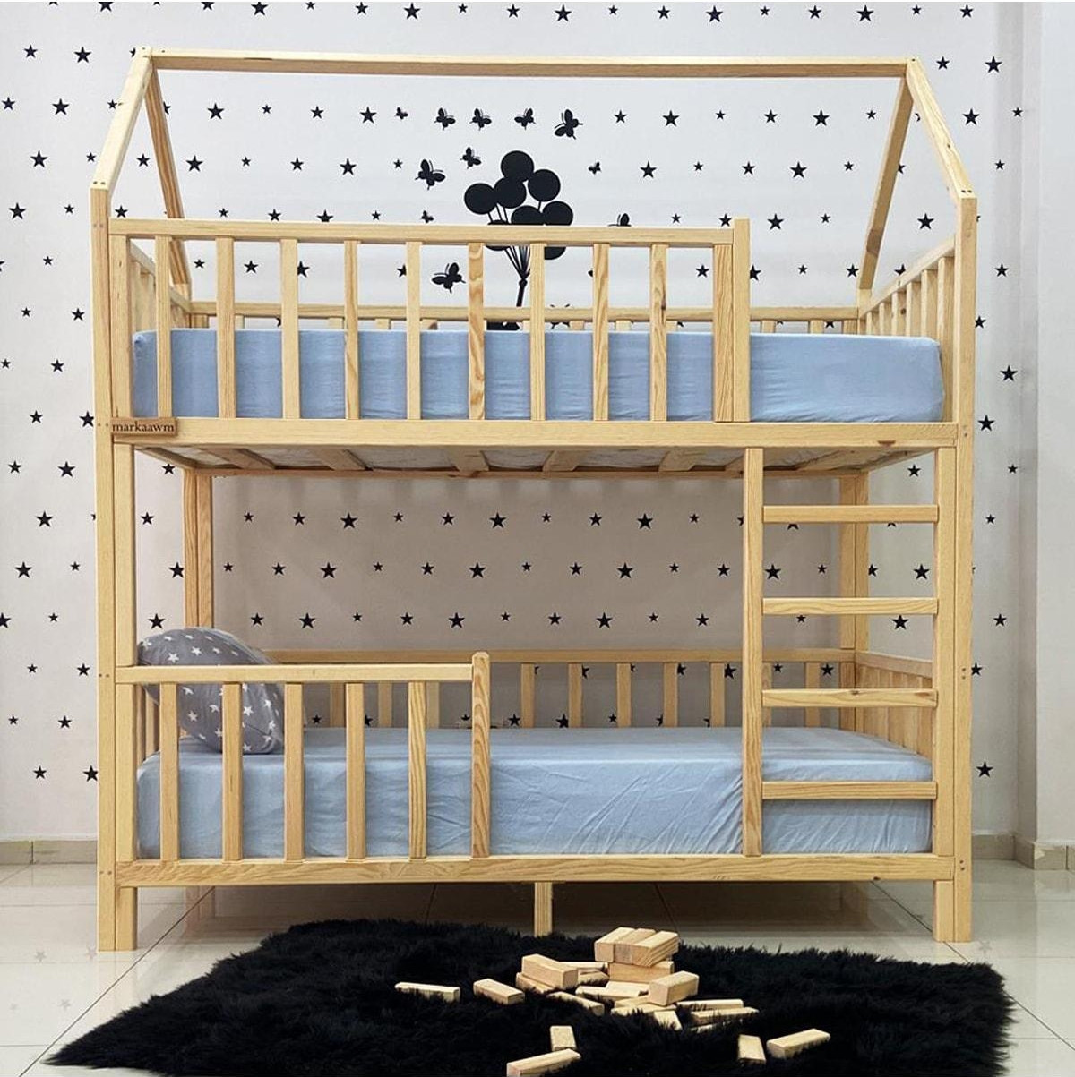 Montessori Ranza MiniWood Montessori Yatak Çatılı Doğal Ahşap Ranza Karyola - idefix