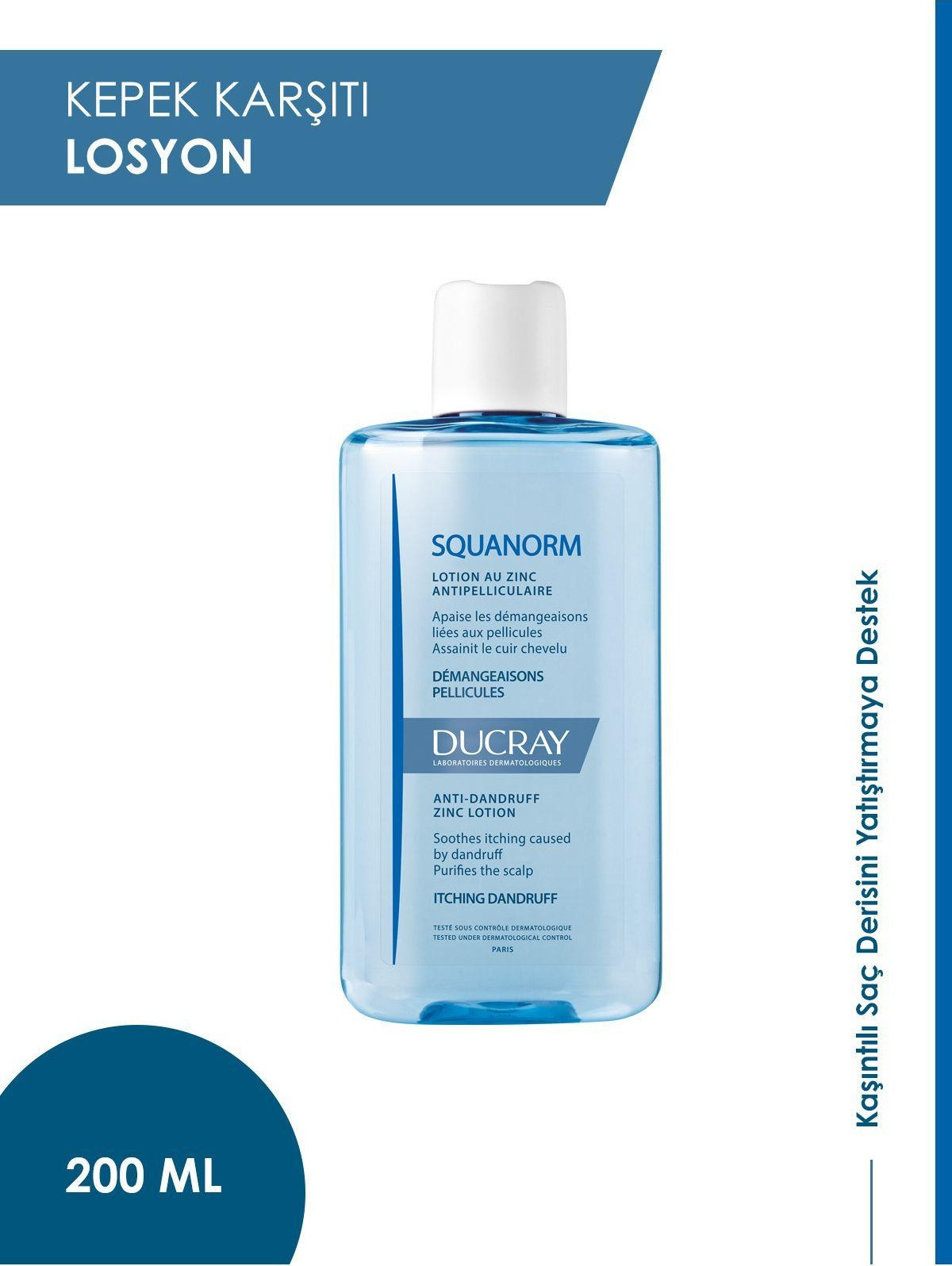 Ducray Kelual Zinc Squanorm Lotion 200 ml Kepeğe Karşı Losyon