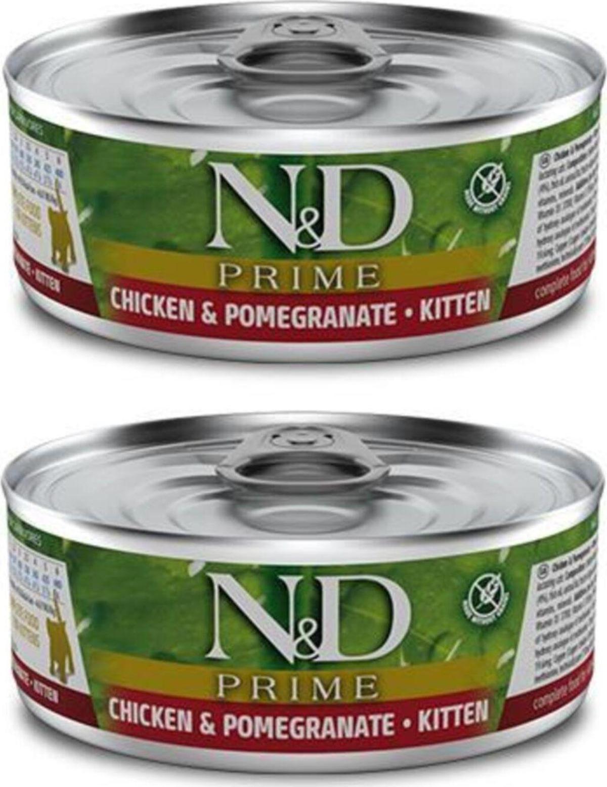 N&D Prime Kitten 2 Adet Tavuk Etli Narlı Yavru Yaş Mama 80 Gr - idefix