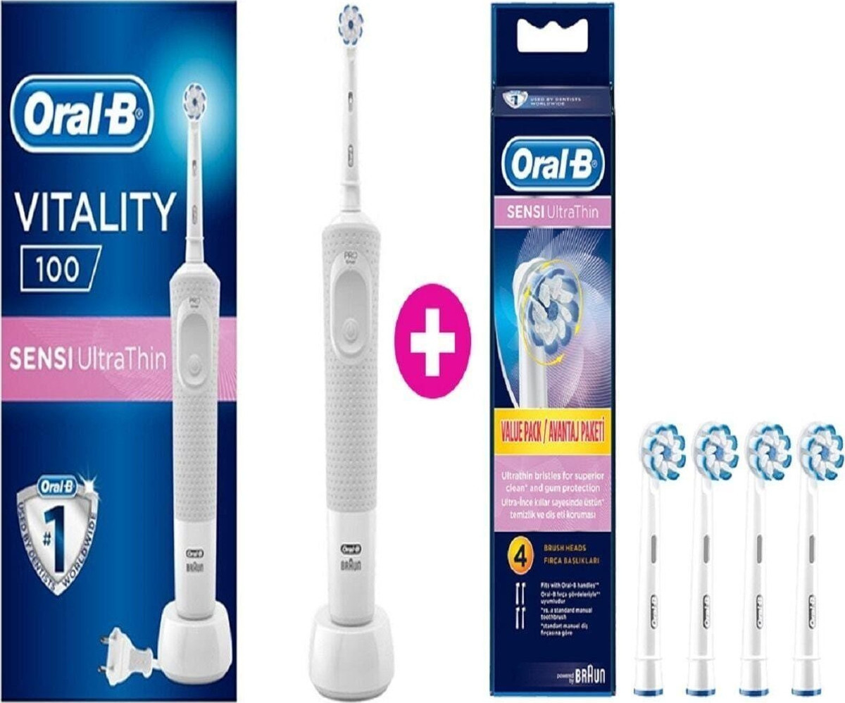 Oral-B Vitality 100 Sensi Ultra Thin Şarjlı Diş Fırçası + 4'lü Yedek