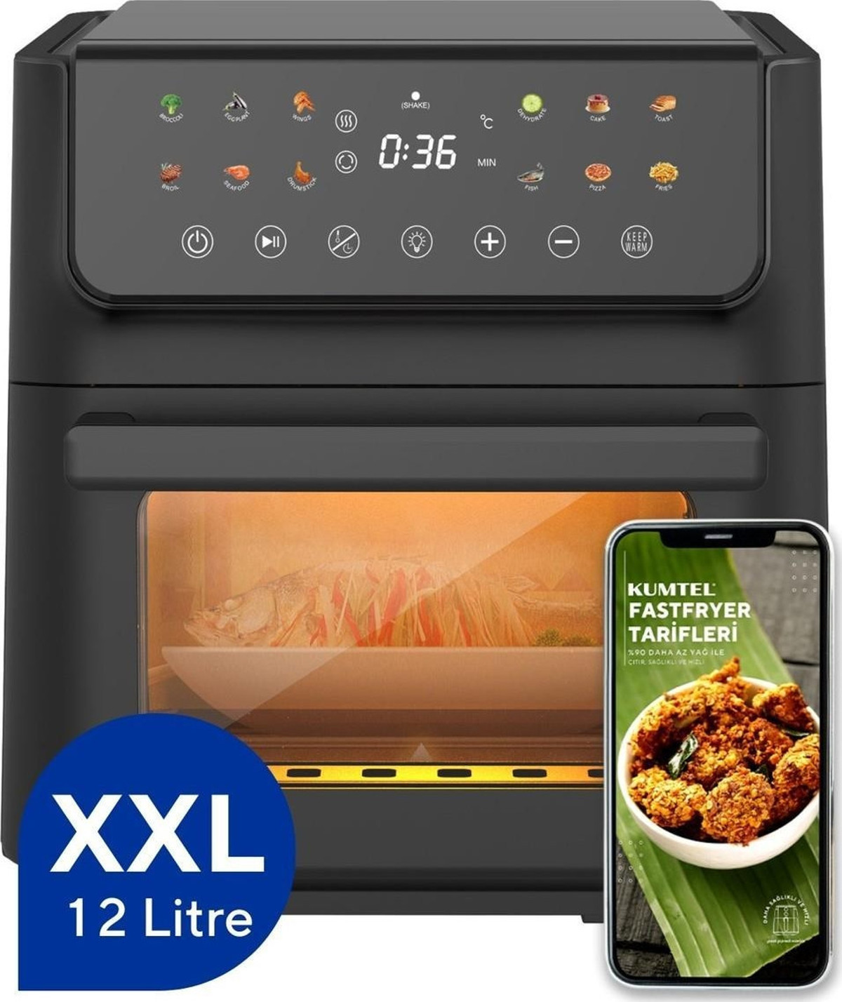 Kumtel Fastfryer XXL Haf-10 12 lt Yağsız Fritöz Airfryer