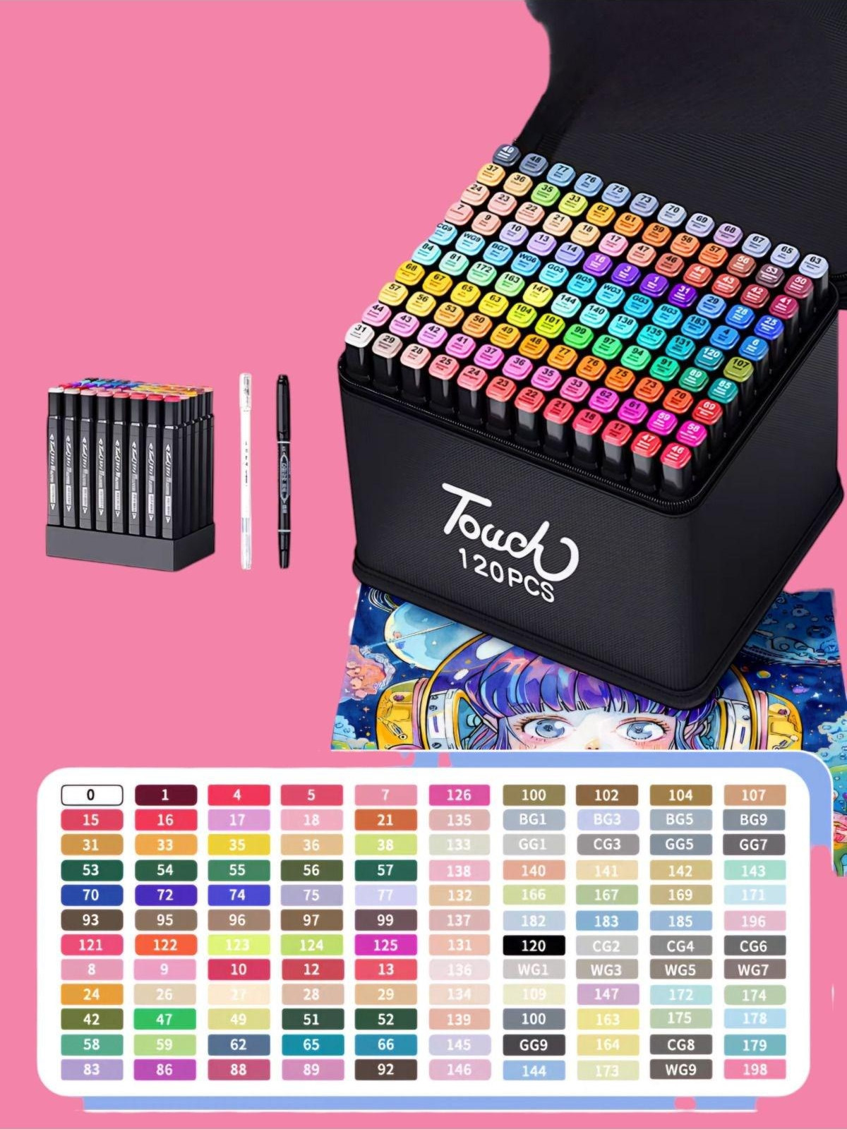 120 Renk Marker Resim Mimari Ve Grafik Tasarım Kalemi 120 Lİ Çift ...
