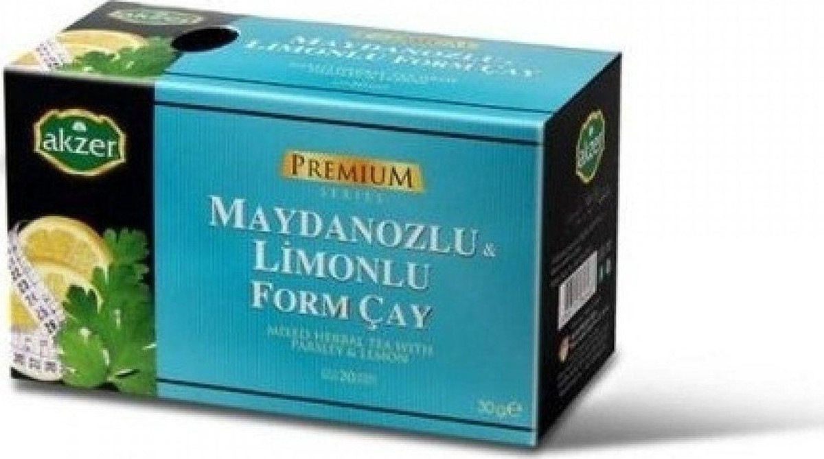 Akzer Premium Maydanozlu & Limonlu Form Süzen Poşet Çay 20 Li - idefix