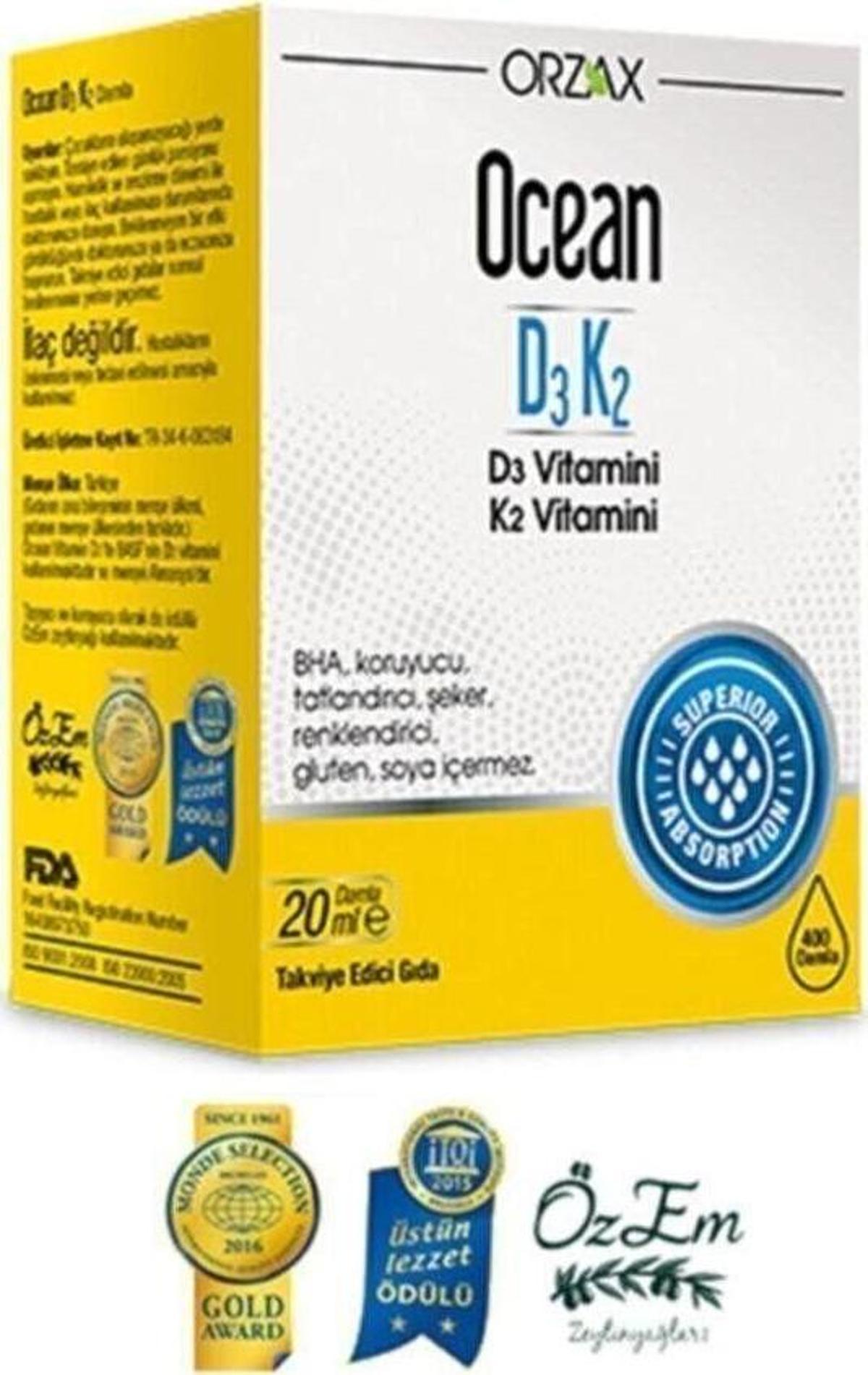 Ocean Orzax Vitamin D3 K2 Damla 20Ml - idefix