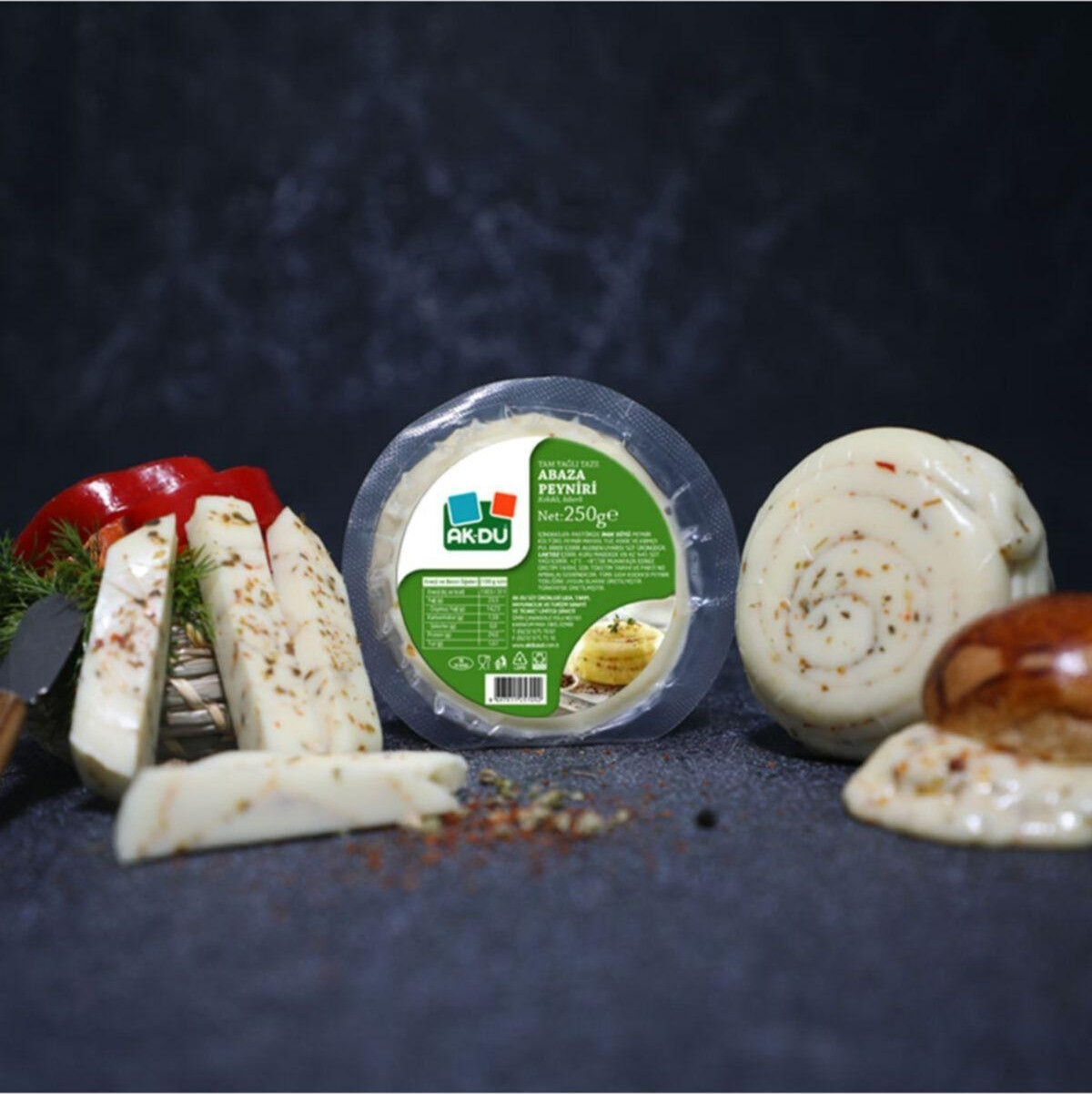 Akdu Tam Yağlı Taze Abaza Peyniri (Kekikli-Biberli 250Gr) - idefix
