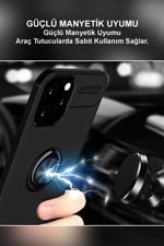 KZY İletişim Xiaomi Redmi Note 7 Pro Kılıf Renkli Yüzüklü Manyetik Silikon Kapak Siyah - Kırmızı AR10732
