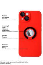 Kılıfmania Apple iPhone 14 Pro Kapak Kamera Korumalı Standlı Logo Açık Yüzüklü Silikon Kılıf - Siyah - Kırmızı IR11325