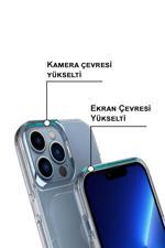 KZY İletişim Apple iPhone 13 Pro Max Kapak Lens Standlı Sararmaz Şeffaf Silikon Kılıf - Koyu Yeşil IR11154