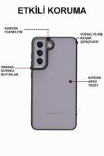 KZY İletişim Samsung Galaxy A23 Kapak Metal Kamera Korumalı Arkası Şeffaf Silikon Kılıf - Kırmızı QR9845