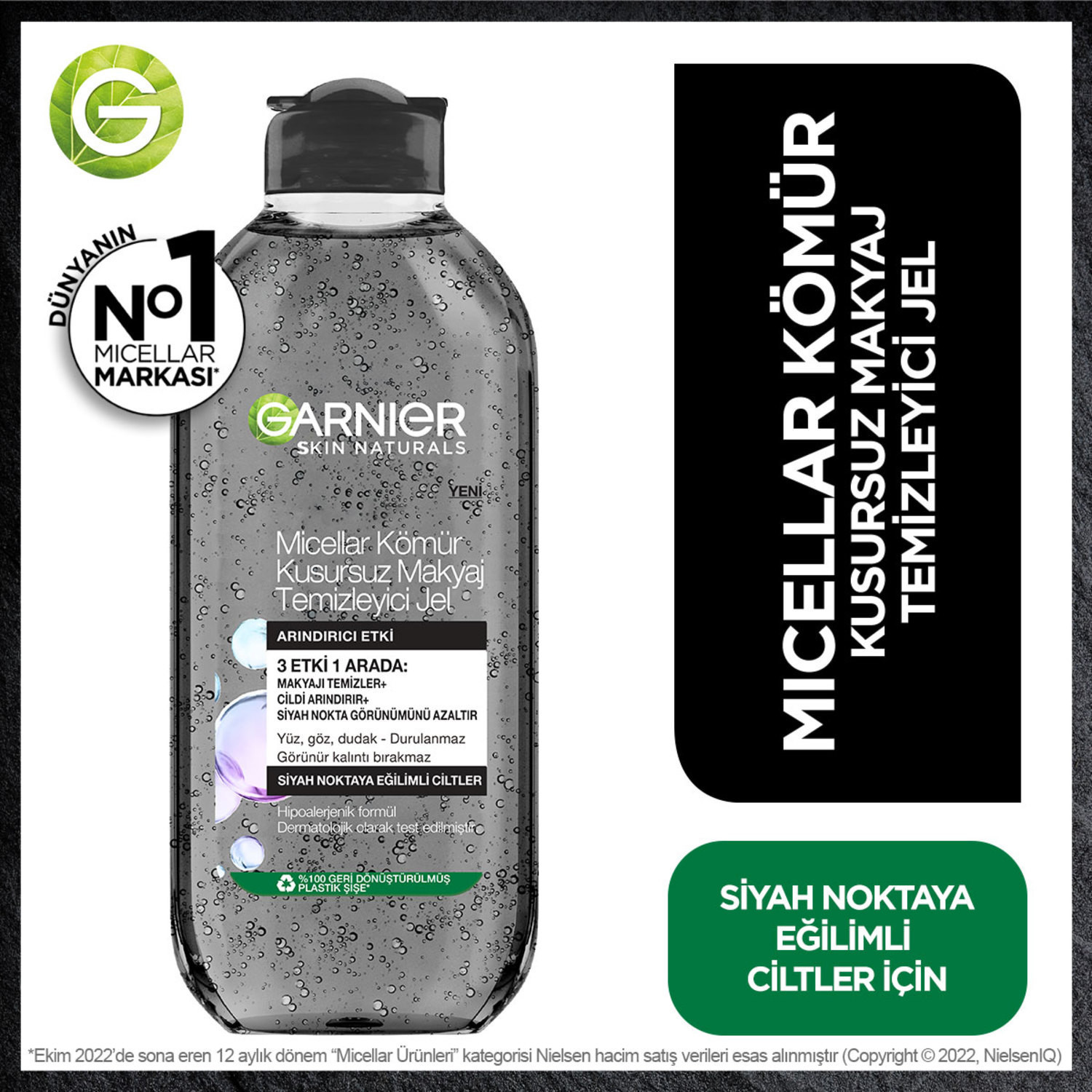 Garnier Micellar Kömür Kusursuz 400 ml Makyaj Temizleme Jeli