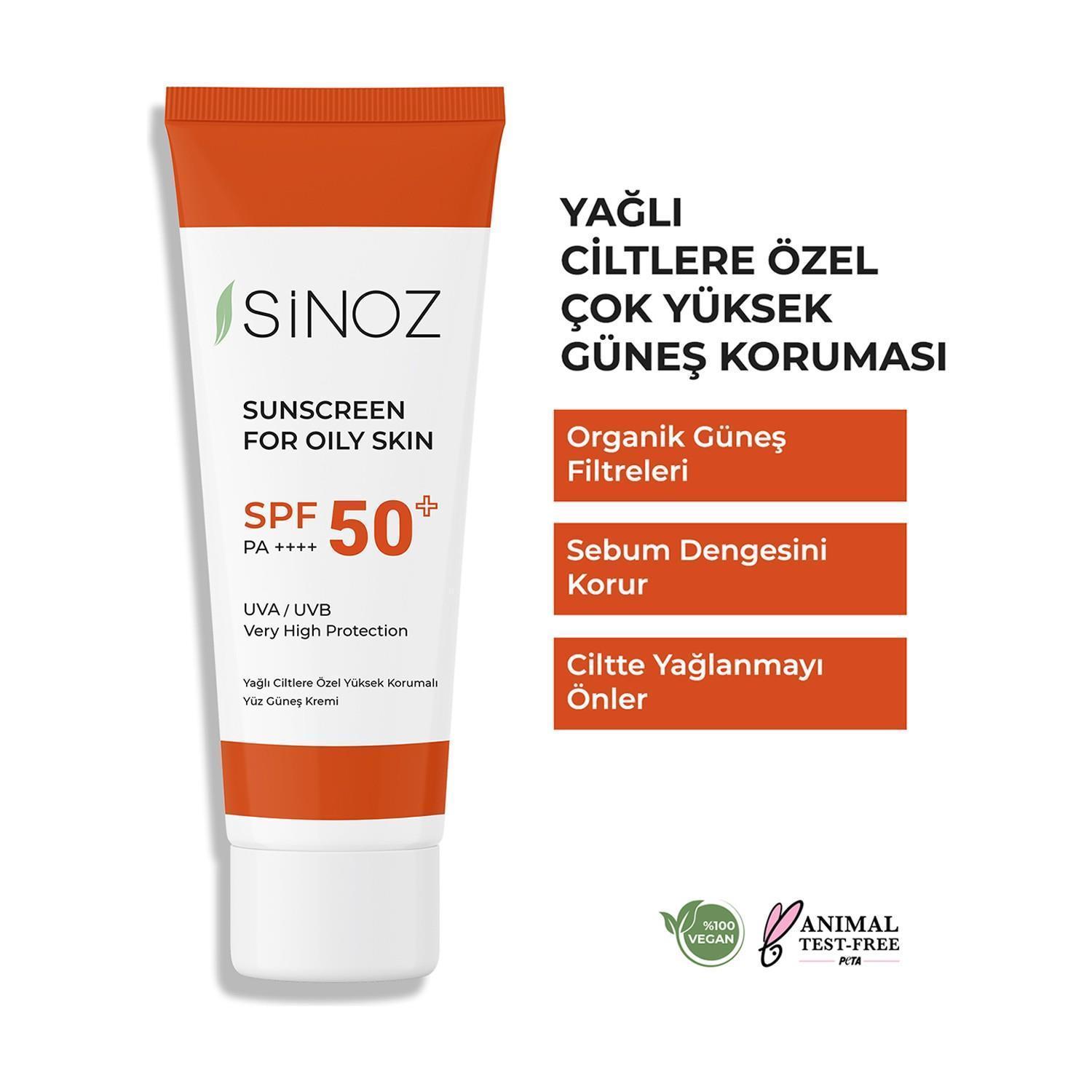 Sinoz Güneş Kremi Yağlı Ciltlere Özel 50+ Faktör 50 Ml - Idefix