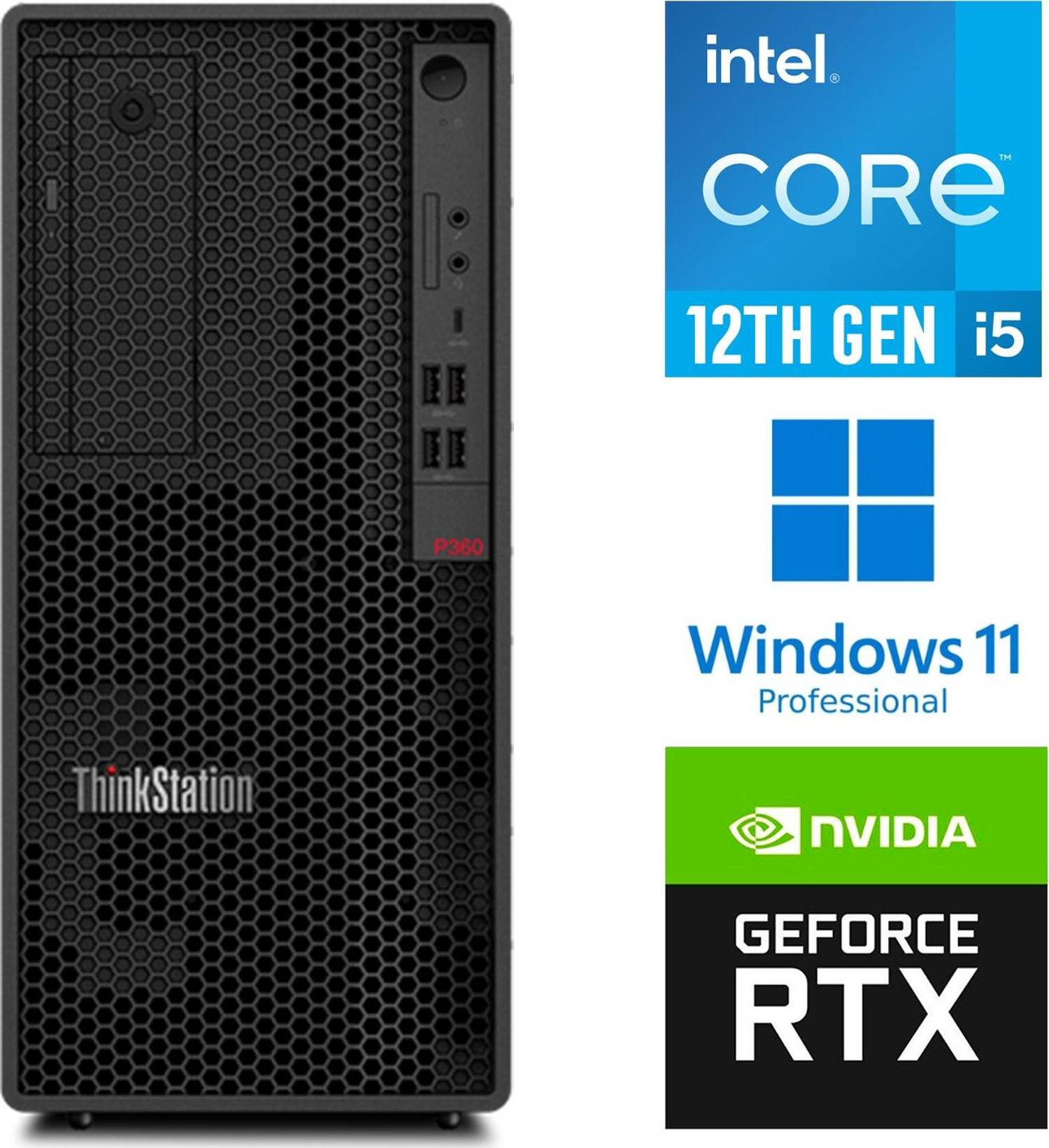 Lenovo Thinkstation P360 Tower I7-12700 Intel® Core™ I7 16 Go Ddr5 Sdram 512 Ssd Windows 11 Pro Station De Travail Noir