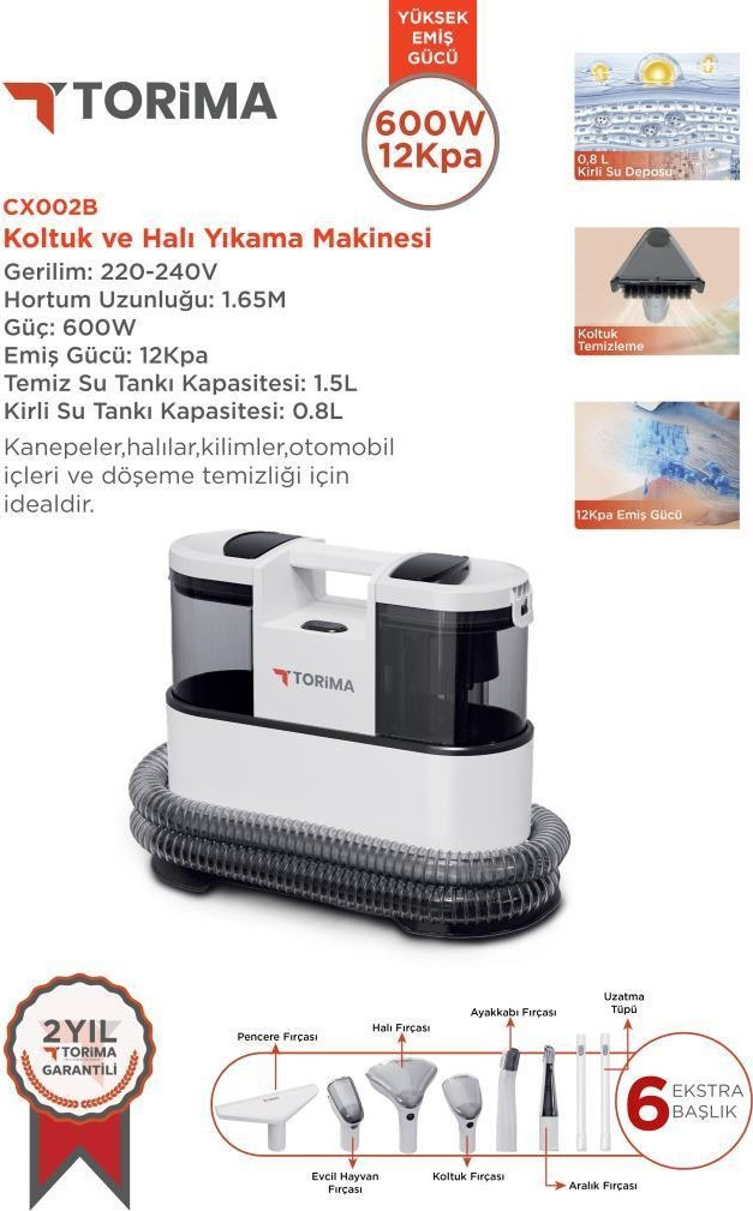 Torima CX-002B Koltuk ve Halı Yıkama Makinesi Fiyatları