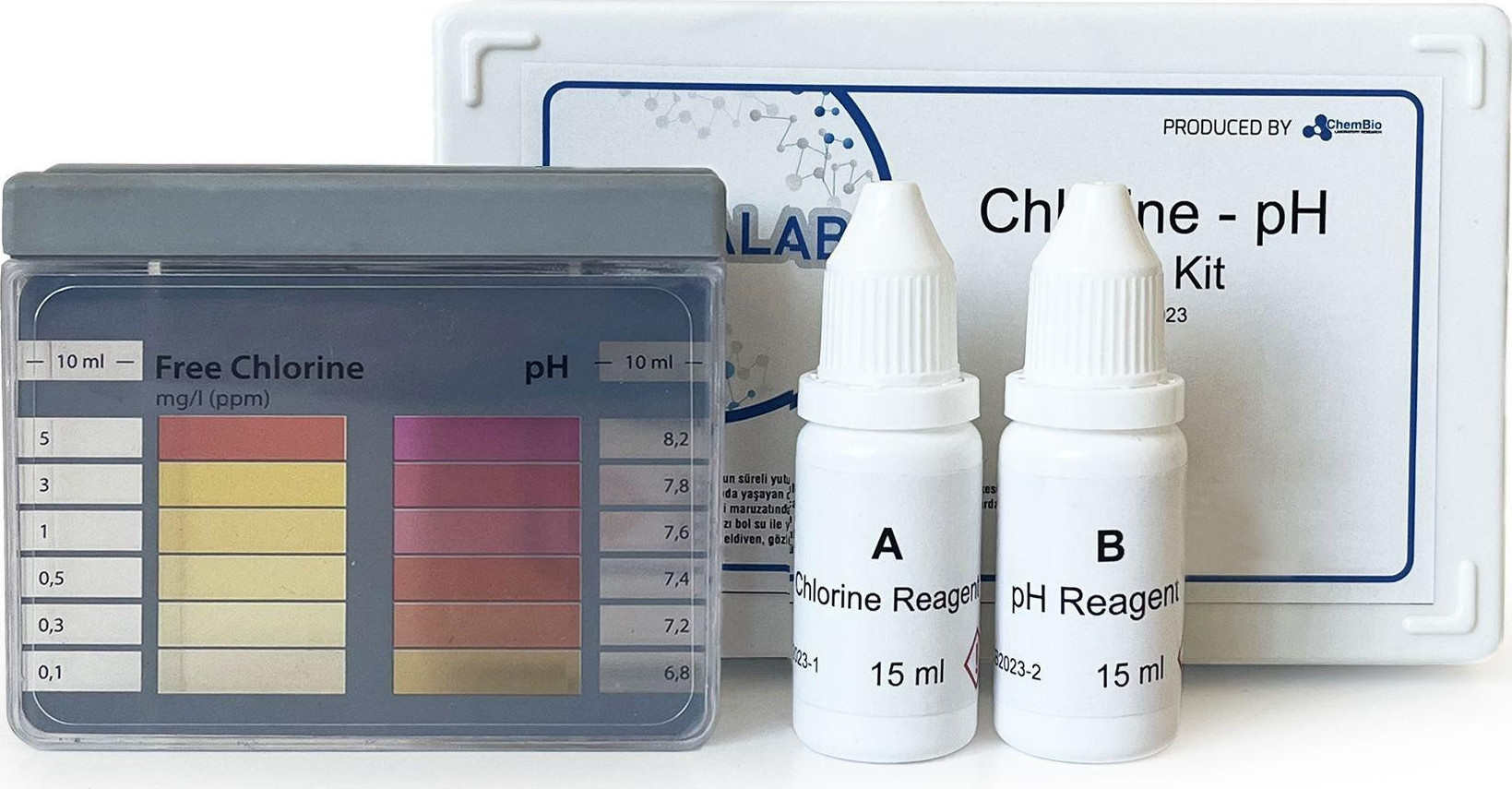 ChemBio PH ve Klor Test Kiti Havuz 0-5mg/l(ppm) Klor ve 6.8-8.2 PH - idefix