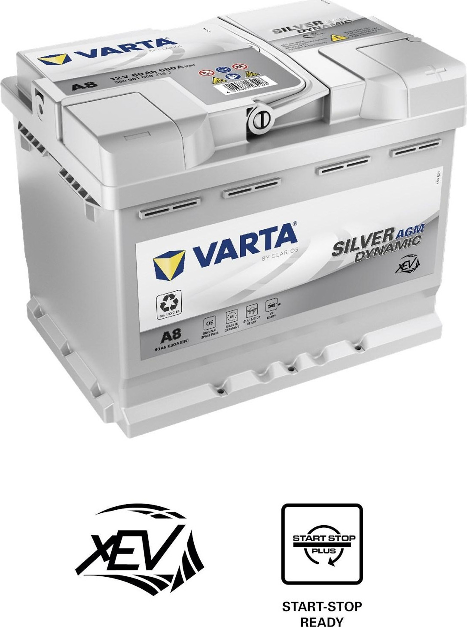 Varta 560901068D852 D52 AGM, Argento
