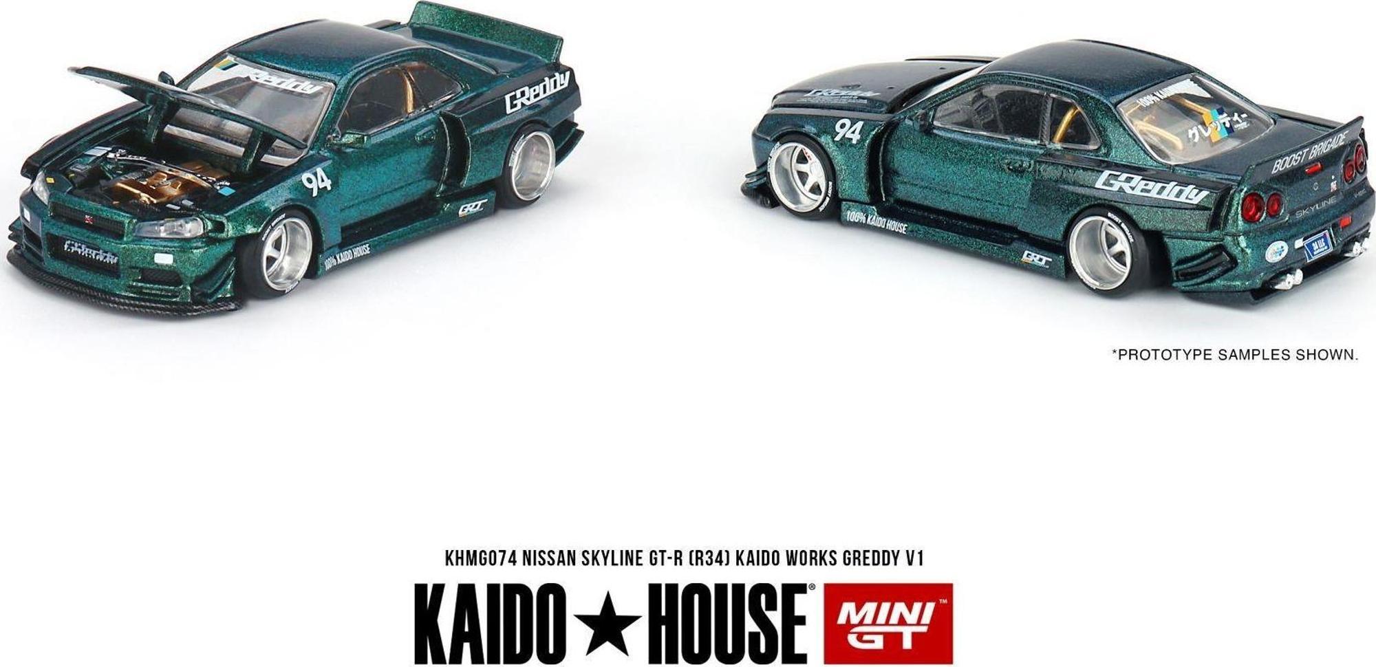Mini GT Kaido House Nissan Skyline GT-R (R34) Kaido Works GReddy