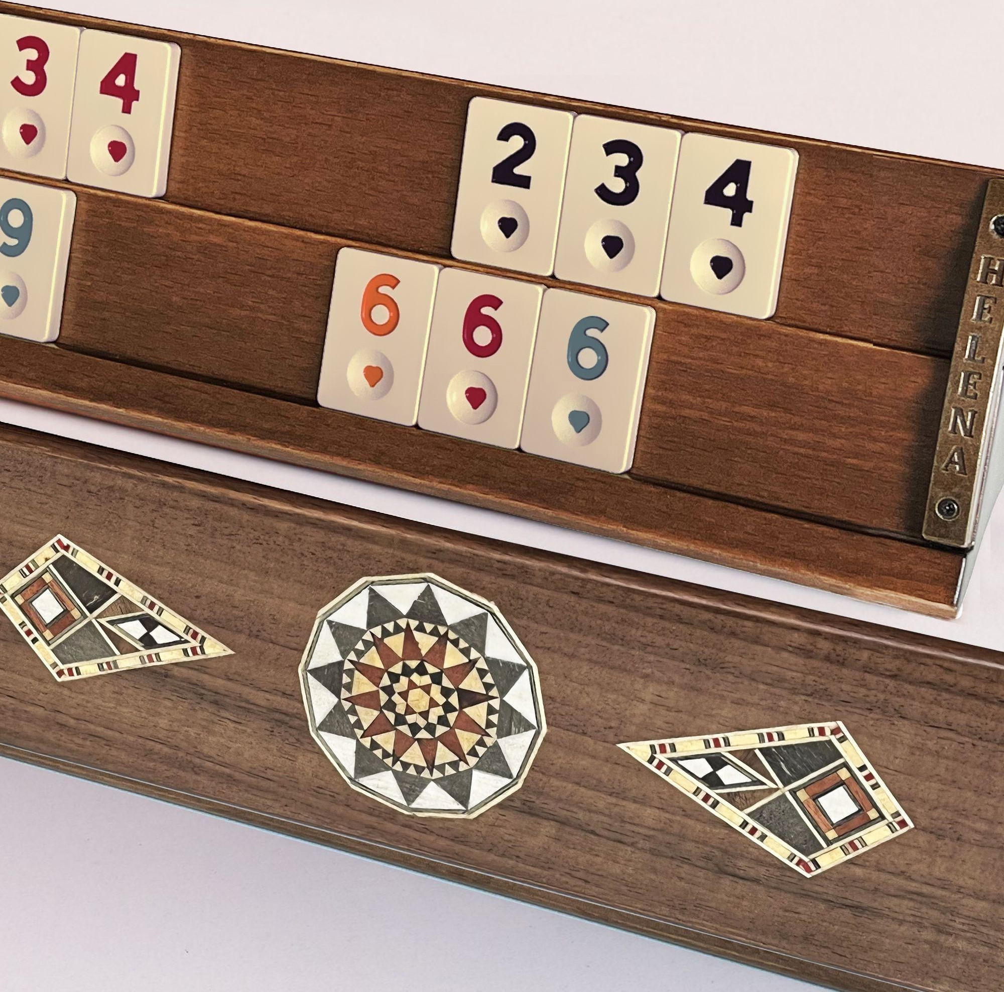 Helena Wood Art Jeu de rami en bois - Jeu de rami turc en bois massif | Jeu de rami droit fait à la main
