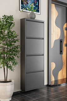 Evdemo 4 Kapaklı Metal Ayakkabılık Antrasit - Image 1