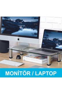 Nurline Monitör Yükseltici, Cam Monitör Standı ,Ekran Yükseltici, Monitör Yükseltme , Cam Monitör Altlığı - Image 1