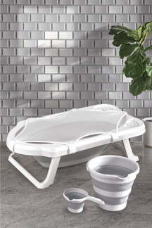 Zuu Baby Fileli Gri Katlanır Banyo Seti Uf - Image 1
