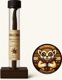 Vanilemur Vanilya Çubuğu 1 Adet Xl - Cam Tüpte - (Yeni Hasat) Organik Madagaskar - Image 1