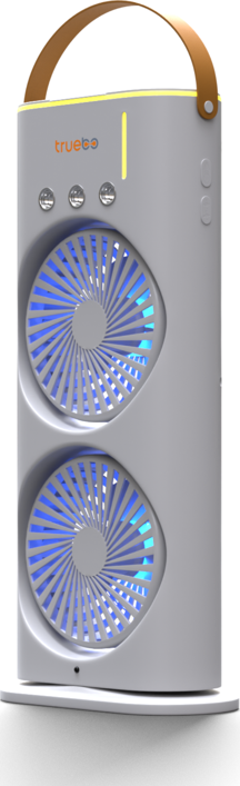 Truebo AirWind - Masaüstü Buhar Püskürtmeli Taşınabilir Şarjlı Led Işıklı Çift Fanlı Vantilatör - Image 1