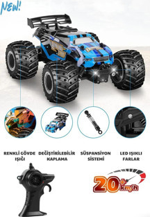 Shoplandu Uzaktan Kumandalı Şarjlı Led Işıklı Drift Atan 20 Km Hız Yapan Yüksek Hızlı Off Road Oyuncak Araba - Image 1