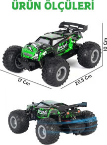 Shoplandu Uzaktan Kumandalı Şarjlı Led Işıklı Drift Atan 20 Km Hız Yapan Yüksek Hızlı Off Road Oyuncak Araba Yeşil - Image 1