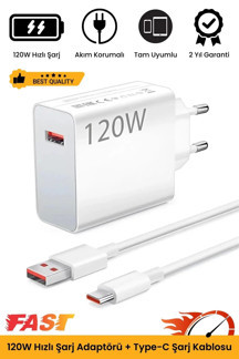 Carlburn Premium 120W Ultra Hızlı Şarj Seti Adaptör + Type C Kablosu Tüm Telefonlara Uyumlu Şarj Cihazı - Image 1