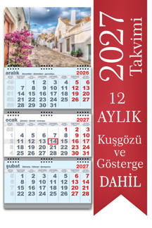 2027 Büyük Boy Gemici Takvimi Denizci Duvar Takvimi Mavi Renk 33x77,5 cm - Image 1