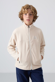Tommy Life Bej Kalın Yumuşak Dokulu Standart Fit Nakışlı Polar Erkek Çocuk Sweatshirt - 11223 - Image 1
