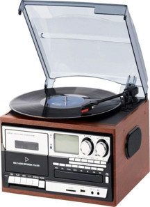 Ultratekno Hepsi Bir Arada Elektrikli Vintage Plak Çalar Cd Çalar Kaset Usb Bluetooth Tf Aux Kumandalı Pikap - Image 1