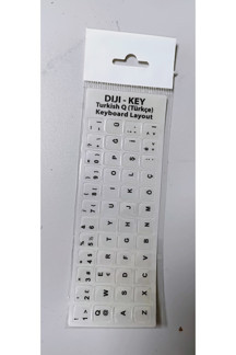 Diji-Key Türkçe Şeffaf Zemin Üzerine Siyah / Beyaz Yazı Klavye Stiker Etiket Sticker - Image 1
